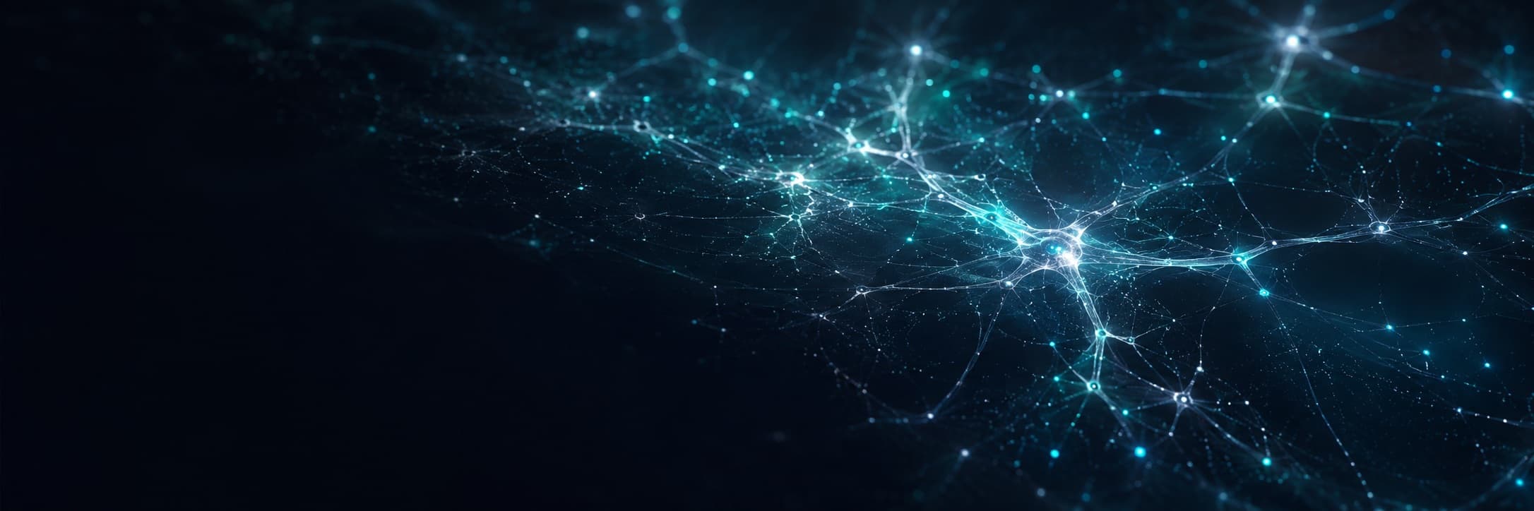 Abstract AI visualization — neural networks, agents, and data flows