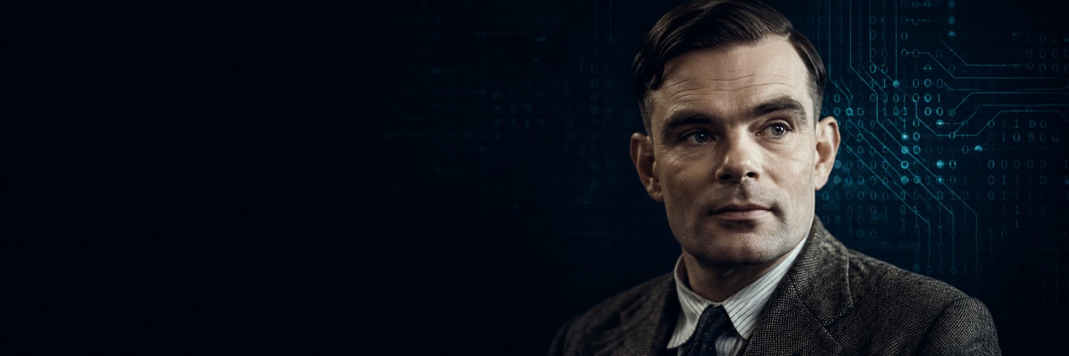 Alan Turing at his desk at Bletchley Park