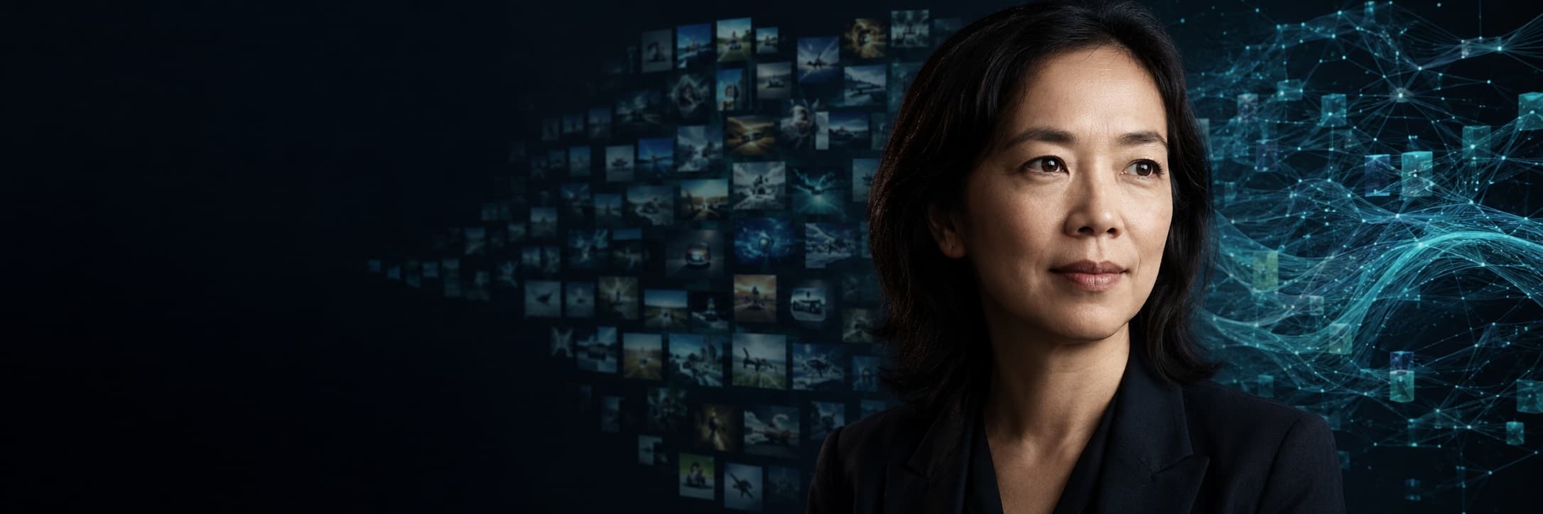 Fei-Fei Li speaking at a Stanford AI conference
